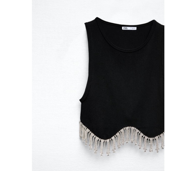 Zara Seamless Rhinestone Top Size M-L - Picture 4 of 7